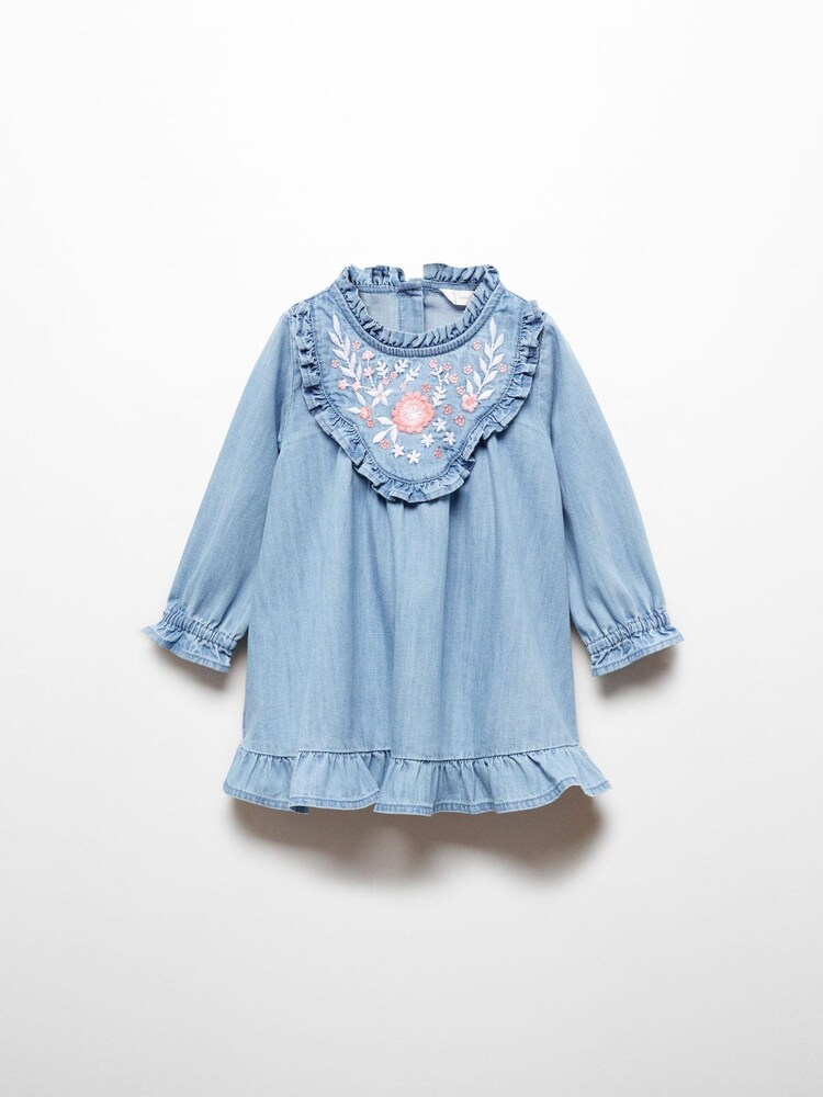 Mango Blue Floral Embroidery Dress - Image 1 of 6