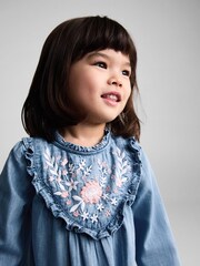 Mango Blue Floral Embroidery Dress - Image 4 of 6