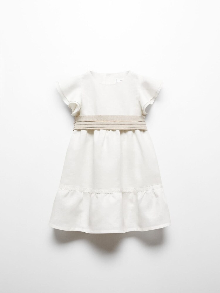 Mango White Belt Linen Dress - Image 1 of 5