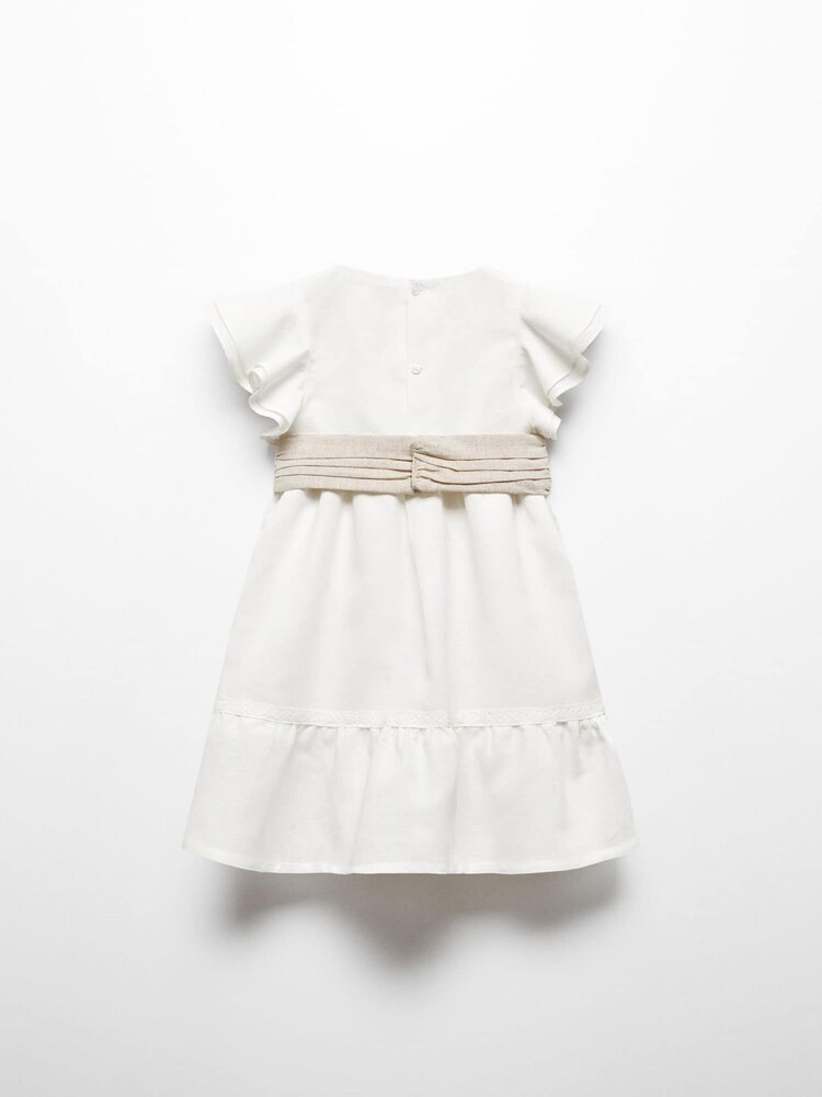 Mango White Belt Linen Dress - Image 2 of 5