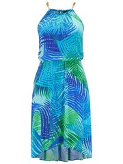 Pour Moi Blue LENZING™ ECOVERO™ Viscose Gold Chain High Neck Beach Dress - Image 3 of 4