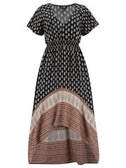 Pour Moi Black Border Print High Low Midaxi Beach Dress - Image 3 of 4