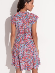 Pour Moi Blue Leopard Frill Wrap Woven Beach Dress - Image 2 of 4