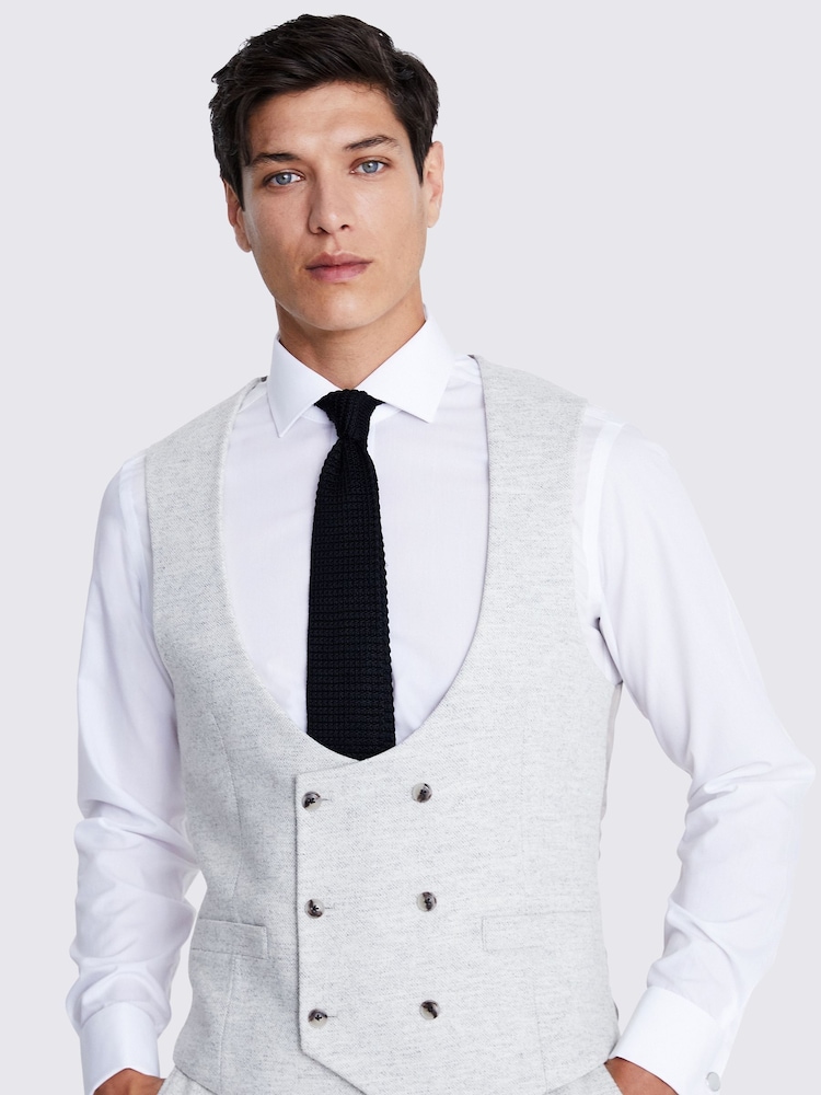 MOSS Grey Tailored Fit Light Donegal Waistcoat - Image 1 of 3