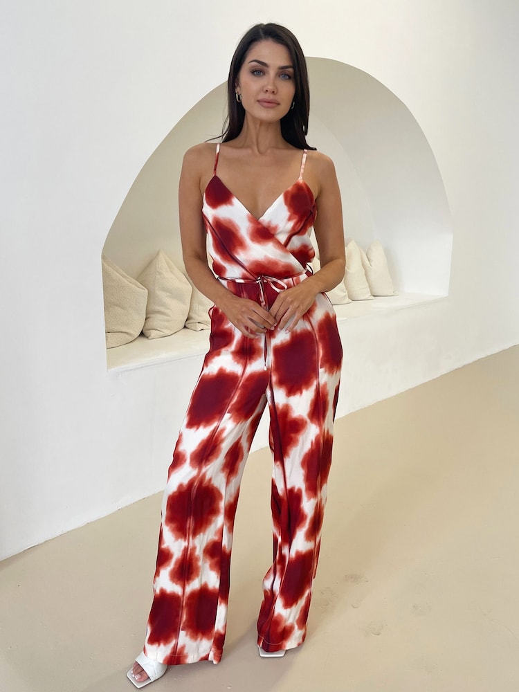 AX Paris Metallic Rust Printed Strappy Tie Waist Jumpsuit - Image 4 of 4