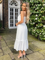 Paris Broderies Frill Hem White Midi Dress - Image 2 of 4