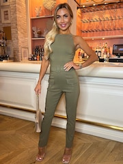 AX Paris Green Belted High Neck Cargo Jumpsuit - Image 4 of 4