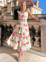AX Paris Printed Frill Strap Midi Dress - Image 1 of 4