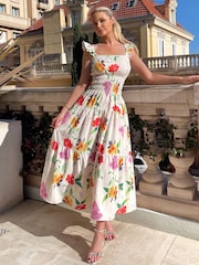 AX Paris Printed Frill Strap Midi Dress - Image 4 of 4