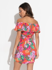 Pour Moi Orange Frill Belted Bardot Dress - Image 2 of 4