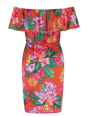 Pour Moi Orange Frill Belted Bardot Dress - Image 4 of 4
