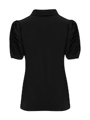 Pour Moi Black Jodie Fuller Bust Slinky Stretch Half Button Top - Image 4 of 4