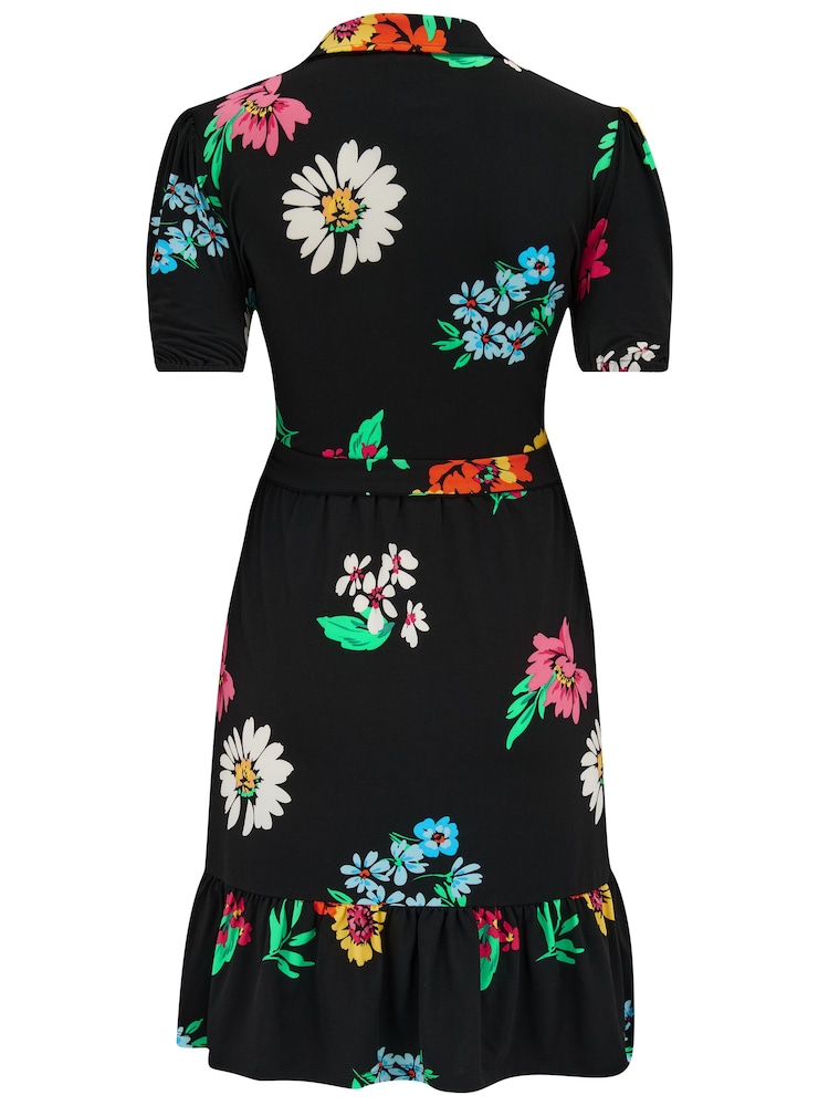 Pour Moi Black Jodie Fuller Bust Slinky Jersey Tiered Shirt Dress - Image 4 of 4