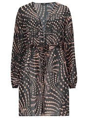 Pour Moi Black Chiffon Mini Tie Sleeve Beach Kimono - Image 3 of 4