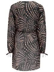 Pour Moi Black Chiffon Mini Tie Sleeve Beach Kimono - Image 4 of 4