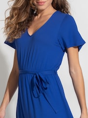 Pour Moi Blue Tie Back Jersey Maxi Dress with Viscose - Image 2 of 4