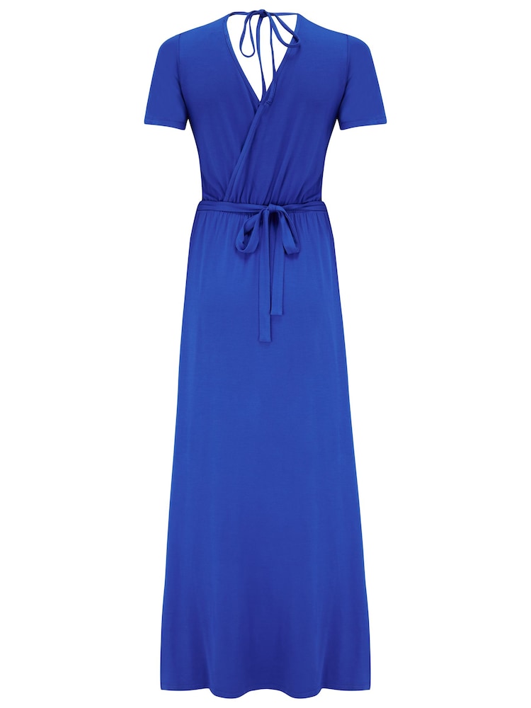 Pour Moi Blue Tie Back Jersey Maxi Dress with Viscose - Image 4 of 4