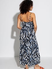 Pour Moi Blue Sheer Viscose Tie Belt Maxi Beach Dress - Image 2 of 4