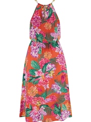 Pour Moi Orange Gold Chain High Neck Woven Beach Dress - Image 4 of 4