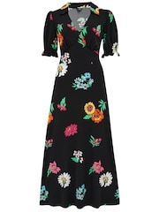 Pour Moi Black Delphi V-Neck Slinky Stretch Midaxi Dress - Image 3 of 4