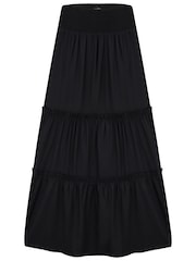 Pour Moi Black Tahlia Frill Tiered Maxi Skirt - Image 3 of 4