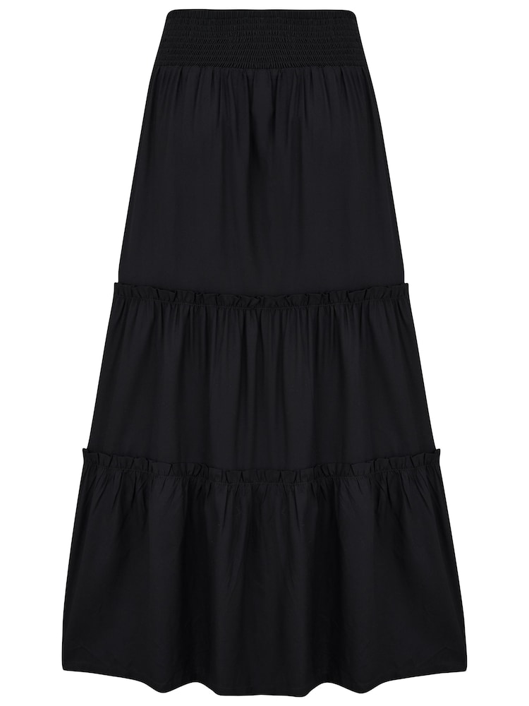 Pour Moi Black Tahlia Frill Tiered Maxi Skirt - Image 4 of 4