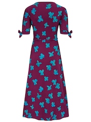 Pour Moi Purple Bella Fuller Bust Slinky Stretch Tie Sleeve Midi Dress - Image 4 of 4