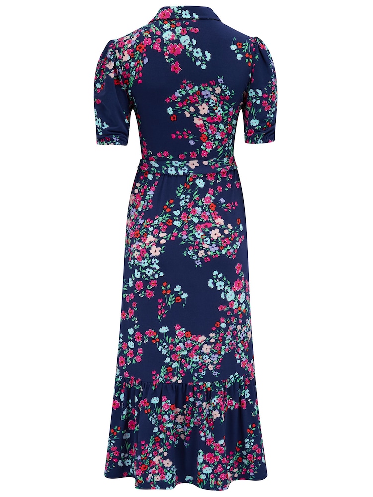 Pour Moi Purple Jodie Fuller Bust Slinky Jersey Tiered Midi Shirt Dress - Image 4 of 4