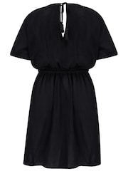 Pour Moi Black LENZING™ ECOVERO™ Viscose Crinkle Embroidered Beach Kaftan - Image 4 of 4
