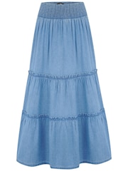 Pour Moi Blue Tahlia Frill Tiered Maxi Skirt - Image 3 of 4
