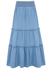 Pour Moi Blue Tahlia Frill Tiered Maxi Skirt - Image 4 of 4