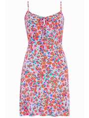 Pour Moi Pink & Blue Floral Strappy Jersey Beach Dress with Viscose - Image 3 of 4