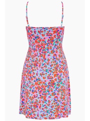 Pour Moi Pink & Blue Floral Strappy Jersey Beach Dress with Viscose - Image 4 of 4