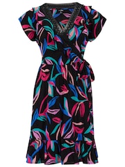 Pour Moi Black Crinkle Frill Wrap Beach Dress - Image 3 of 4