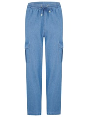 Pour Moi Blue Aria Elasticated Woven Cargo Trousers - Image 3 of 4