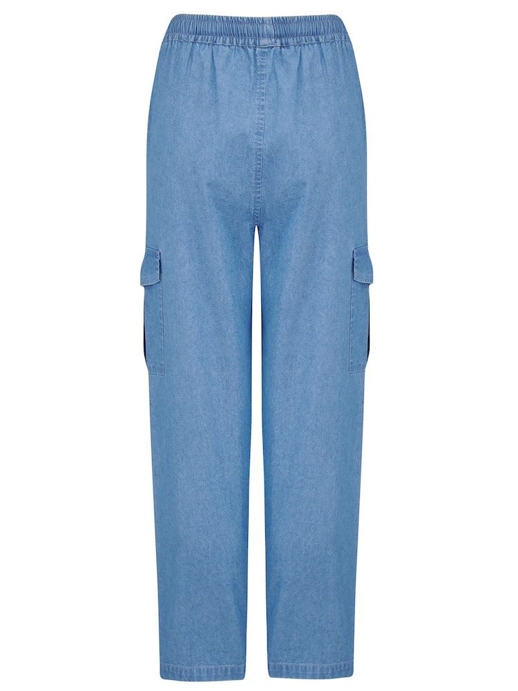Pour Moi Blue Aria Elasticated Woven Cargo Trousers - Image 4 of 4 Pour Moi Blue Aria Elasticated Woven Cargo Trousers - Image 4 of 4