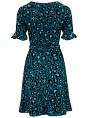 Pour Moi Green Birdie Frill Detail Slinky Recycled Stretch Dress - Image 4 of 4