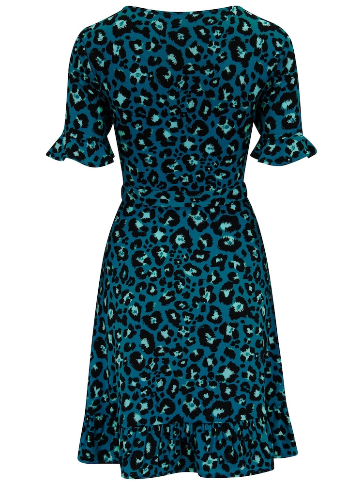 Pour Moi Green Birdie Frill Detail Slinky Recycled Stretch Dress - Image 4 of 4