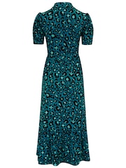 Pour Moi Blue Jodie Fuller Bust Slinky Jersey Tiered Midi Shirt Dress - Image 4 of 4