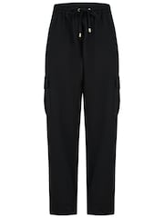 Pour Moi Black Aria Elasticated Woven Cargo Trousers - Image 3 of 4