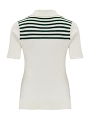 Pour Moi White Roma Half Sleeve Stripe Knit Top - Image 4 of 4