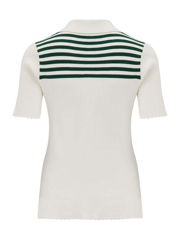 Pour Moi White Roma Half Sleeve Stripe Knit Top - Image 4 of 4