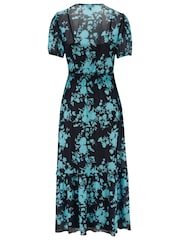 Pour Moi Black Annie Puff Sleeve Stretch Mesh Midaxi Dress - Image 4 of 4