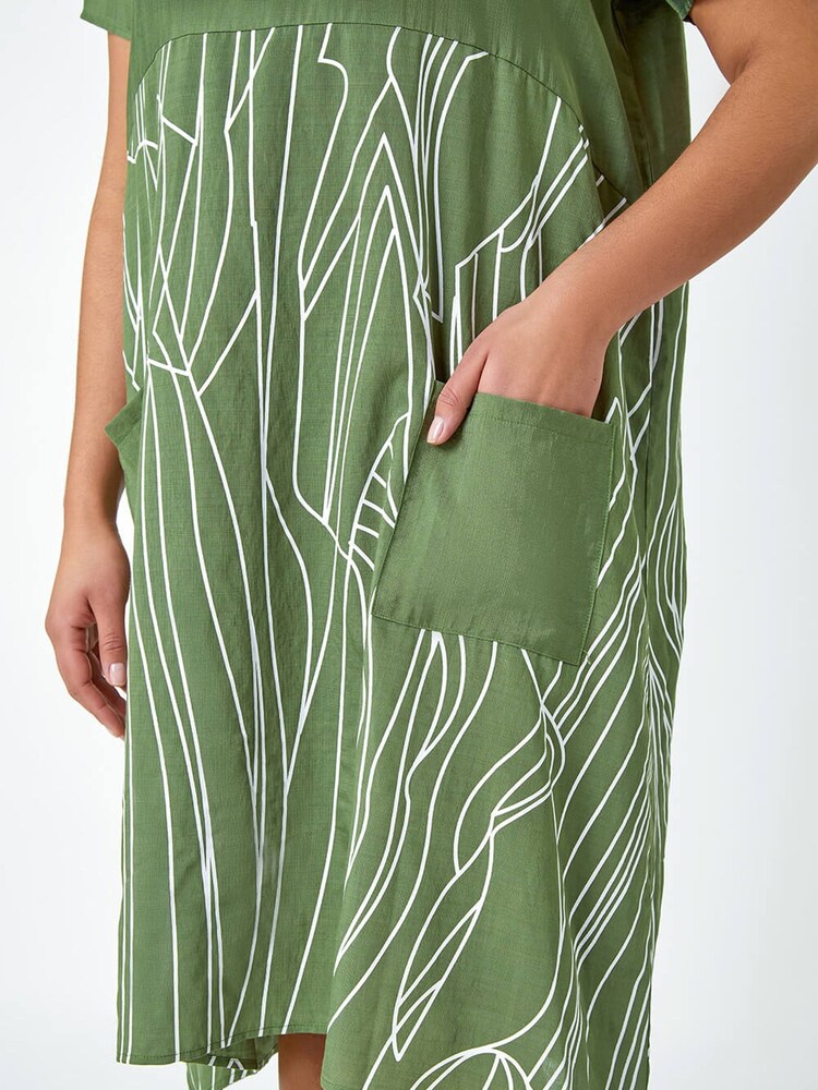 Roman Green Contrast Print Pocket T-Shirt Dress - Image 5 of 5