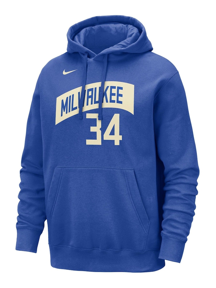 Fanatics Blue NBA Milwaukee Bucks City Edition Name & Number Hoodie - Giannis Antetokounmpo - Image 2 of 3