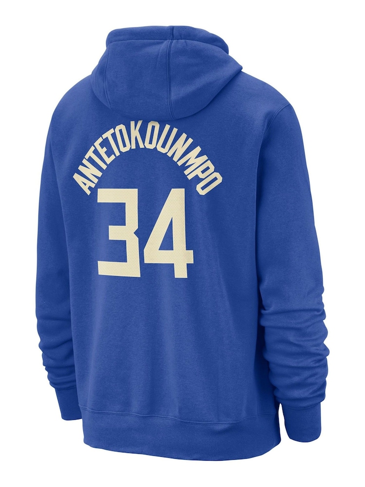 Fanatics Blue NBA Milwaukee Bucks City Edition Name & Number Hoodie - Giannis Antetokounmpo - Image 3 of 3