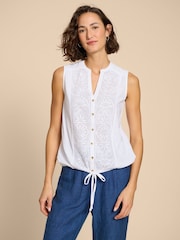 White Stuff White Tulip Jersey Sleeveless Shirt - Image 1 of 7