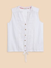 White Stuff White Tulip Jersey Sleeveless Shirt - Image 5 of 7