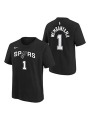 Fanatics 100% Cotton NBA San Antonio Spurs Icon Name & Number Black T-Shirt - Victor Wembanyama - Image 1 of 3