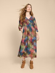 White Stuff Pich Pink Lucy EcoVero™ Midi Dress - Image 1 of 7